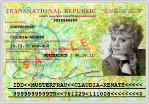 Sample of Transnational Republic ID-Card